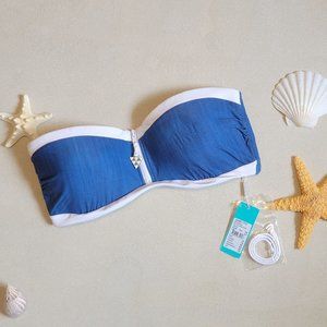 Seafolly Women's Block Party Bandeau Bikini top USA size 12 NWT bustier denim